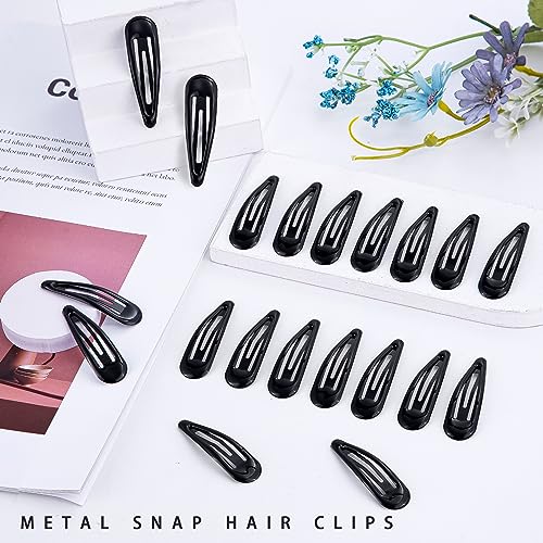 20 PCS Metal Snap Hair Clips Water Drop No Slip Barrettes for Women Bright Small Hair Clips For Thick And Thin Fine Hair,Black,1.97 x 0.5 In. - color: Black