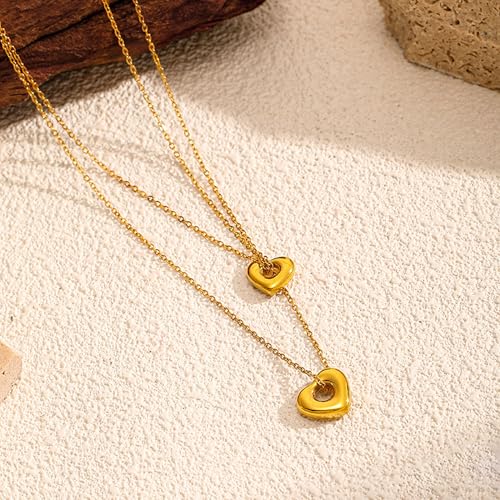 CTRLZTEAM Layered Necklaces for Women Gold Silver Snake Chain Pendant - style: Double Layer Puffed Heart Pendant
