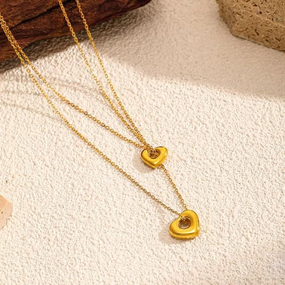 CTRLZTEAM Layered Necklaces for Women Gold Silver Snake Chain Pendant - style: Double Layer Puffed Heart Pendant