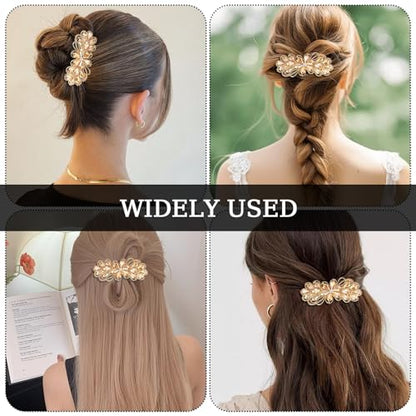 Large Gorgeous Rhinestone Hair Barrette for Women Ladies Flower Crystal Rhinestones Barrette Pearl Spring Hair Clip Hair Styling Lady Ponytail Retro Accessories for Daily present Mothers Day present