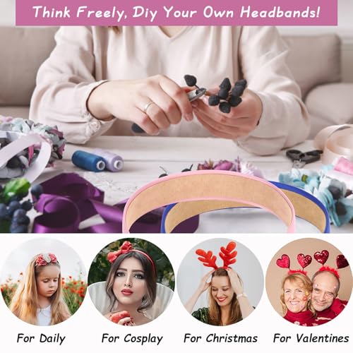 Wecoe Headbands for Women 16pcs 1 Inch Wide Satin Headbands | Great for daily wear, festive looks & DIY crafts - color: Set C