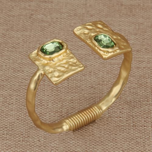 GelConnie Chunky Cuff Bangle Bracelet for Women, Statement Jewelry | Gold and Silver Tone Cuff Bangles with Resin, Crystal and Textured Accents for Party, Vacation and Dressy Looks - style: Bangle 06-Gold