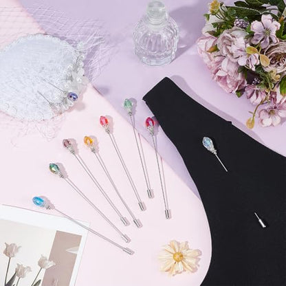 PH PandaHall 10 Colors Hat Pins Glass Beads Lapel Pin 4.8 Inch Long Handle Stick Pin with Crystal Beads Elegant Hair Suit Pins for Women Brooches Tie Hats Scarf Jewelry Accessories