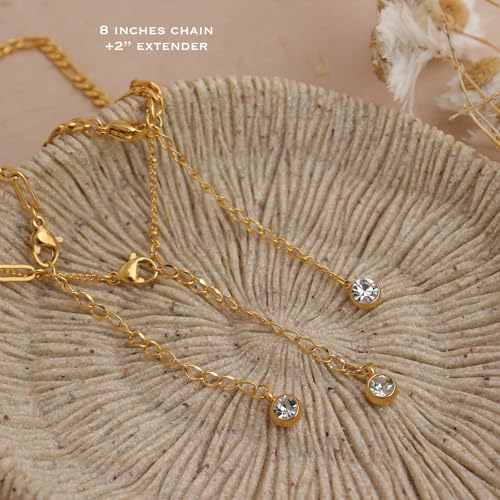 Dainty Gold Shell Pearl Ankle Bracelets for Women, Trendy Anklet Stack Charm Bracelet Adjustable Chain Summer Ocean Beach Accessories Fashion Jewelry Gift - color: Paperclip Beaded Link Chain
