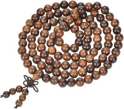 Handmade Mala Beads Bracelet 108 8mm Prayer Meditation Bracelet Sandalwood Elastic, Buddhist Beads, Prayer Mala Necklace for Men and Women Gifts - color: Black Rosewood