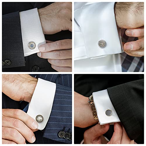 wynameleri Cufflinks Set 6 Pairs for Men, Business Formal Shirts Buttons Cuff Link Packed in Case - color: T0206010