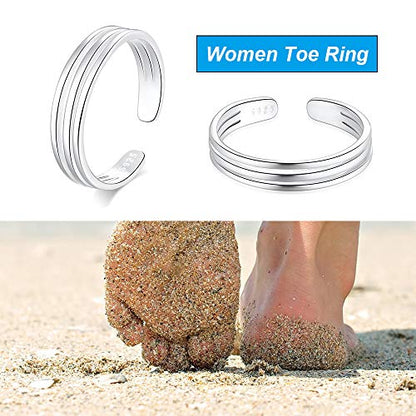 925 Sterling Silver Open Cuff Toe Ring for Women Adjustable Pinky Ring Band Size 2-4… - color: Style B