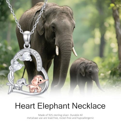 Heart Animal Necklace 925 Sterling Silver Cute Animal Pendant Jewelry Birthday Gifts for Women Girlfriend Mom Animal Lovers - style: Elephant