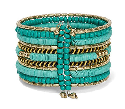 SPUNKYsoul New! Boho Metal Cuff Bangle Bracelets for Women l Collection - style: Teal & Gold