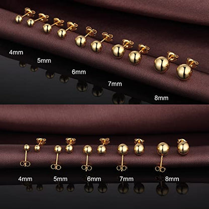 Jiamiaoi Ball Stud Earrings Set Sizes 4mm-10mm,High Polish Finish Ball Studs Hypoallergenic 925 Sterling Silver Stud Earrings for Women Men - color: B-Yellow, size: 4MM