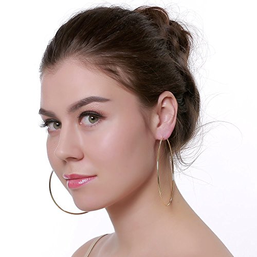 90mm(3.5'') Large Circle Endless Hoop Earrings Extra Big Round Huggie Hoops Statement Earring Minimalist Hooped Christmas Jewelry for Women - color: Gold