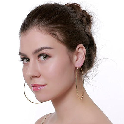 90mm(3.5'') Large Circle Endless Hoop Earrings Extra Big Round Huggie Hoops Statement Earring Minimalist Hooped Christmas Jewelry for Women - color: Gold