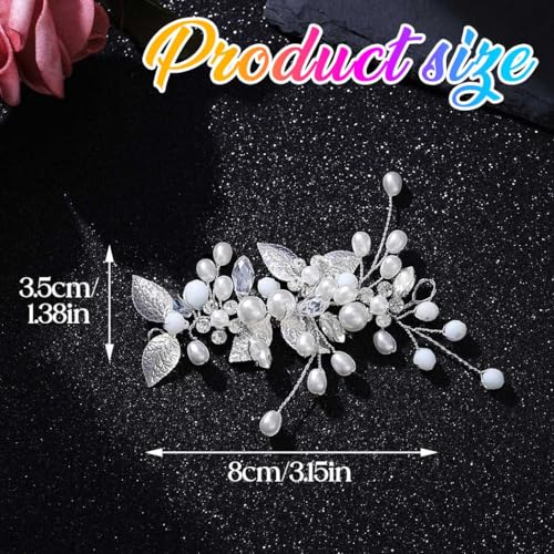 Gorais Bride Wedding Hair Vine Pearl Bridal Headpieces Leaf Hair Accessories for Women and Girls - color: a-silver