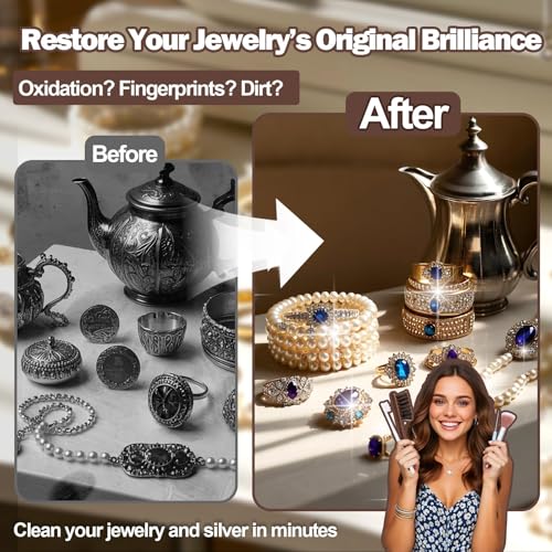 Ring Cleaning Kit,Professional Jewelry Cleaning Kit with Brushes,Spray & Cloths for Jewelry,Watches & Precious Metals,22-Piece All-in-One Home Cleaning Set