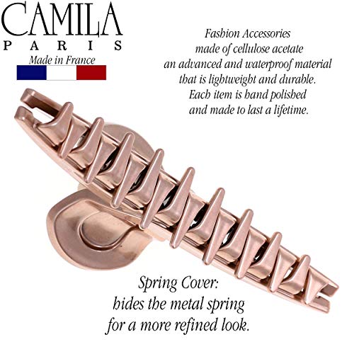 Camila Paris CP2597 French Hair Clip for Women, Narrow, Strong Hold Grip Double Teeth Girls Hair Claw Clips Jaw, Fashion Durable Styling Hair Accessories for Women, Made in France - color: Rose 4"