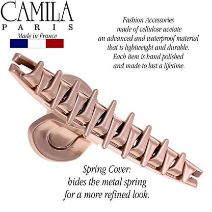 Camila Paris CP2597 French Hair Clip for Women, Narrow, Strong Hold Grip Double Teeth Girls Hair Claw Clips Jaw, Fashion Durable Styling Hair Accessories for Women, Made in France - color: Rose 4"