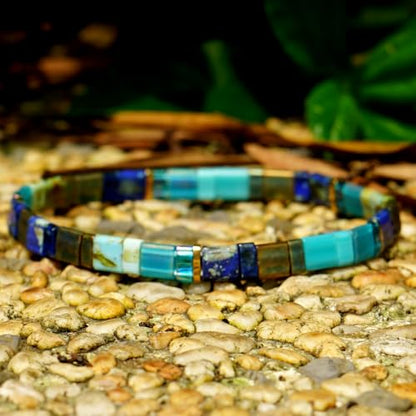 Candy Colorful Tila Flat Beads Bracelets for Women Trendy Unique Friendship Handmade Stackable Christmas Jewelry Gifts - color: dark blue