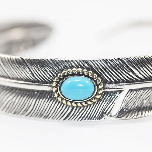 Innocence S925 Silver-Plated Antique Wide Feather Cuff Bracelet For Men Women Adjustable Retro Twisted Feathers Bracelets Gift Jewelry - color: Feather C