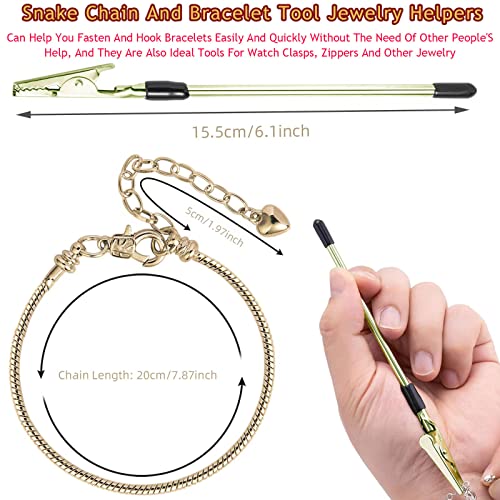 ZYEHXED 10PCS Snake Chain Charm Bracelet with Bracelet Helper Adjustable Snake Bracelet Chains with Lobster Clasp Extender Chain for Women DIY Jewelry Making Supplies - color: 10Pcs Gold Bracelet with Bracelet Helper