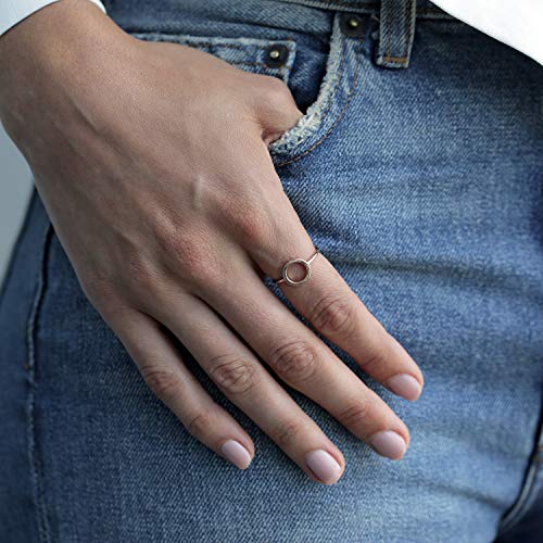 PAVOI 14K Gold Karma Open Circle Ring | Gold Plated Adjustable Rings for Women | Stackable Rings - color: Rose Gold