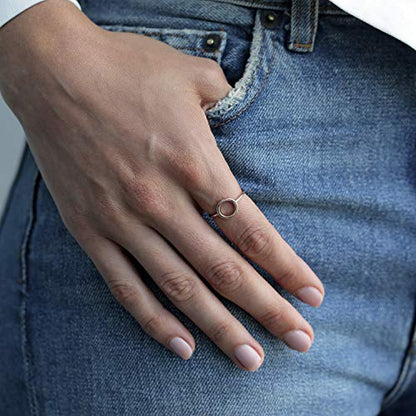 PAVOI 14K Gold Karma Open Circle Ring | Gold Plated Adjustable Rings for Women | Stackable Rings - color: Rose Gold