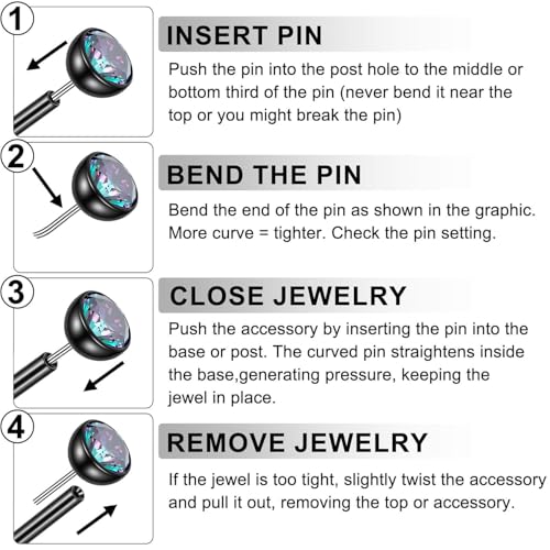 Gotumo 16G 18G 20G Flat Back Earrings Stud Titanium Threadless Nose Rings Tragus Labret Cartilage Lip Medusa Conch Body Piercing Jewelry Hypoallergenic for Women Men - color: Black, size: 16G Bar 5/6/7mm & CZ 2/3/4mm