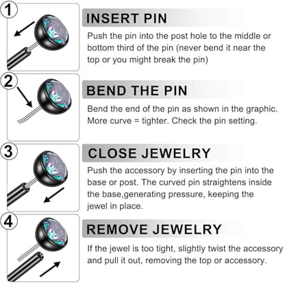 Gotumo 16G 18G 20G Flat Back Earrings Stud Titanium Threadless Nose Rings Tragus Labret Cartilage Lip Medusa Conch Body Piercing Jewelry Hypoallergenic for Women Men - color: Black, size: 16G Bar 5/6/7mm & CZ 2/3/4mm