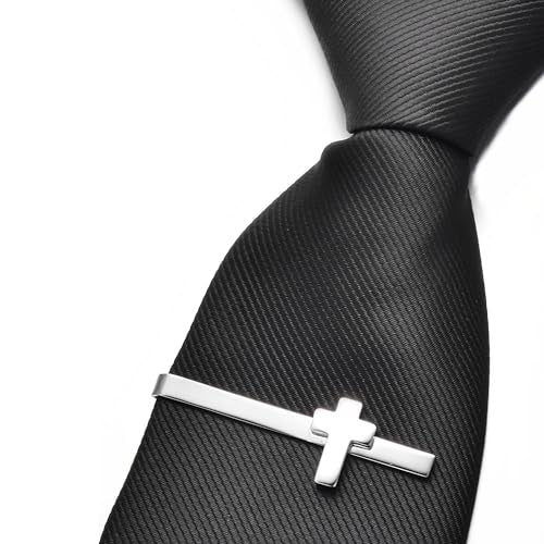 Gold Black Silver Cross Tie Clips For Men Unique Christian Catholic Tie Clip Cross Accessories For Men - style: silver crucifix tie clip