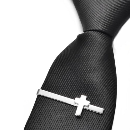 Gold Black Silver Cross Tie Clips For Men Unique Christian Catholic Tie Clip Cross Accessories For Men - style: silver crucifix tie clip