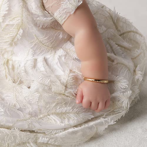 Precious Pieces Personalized 14K Gold-Plated Baby Bangle Bracelet Gift for Infant, Toddler, Kids, Teens or Women Bracelet, Custom Jewelry with Engraved Name - style: Etched (Child SM-0 - 6 months)