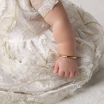 Precious Pieces Personalized 14K Gold-Plated Baby Bangle Bracelet Gift for Infant, Toddler, Kids, Teens or Women Bracelet, Custom Jewelry with Engraved Name - style: Etched (Child SM-0 - 6 months)