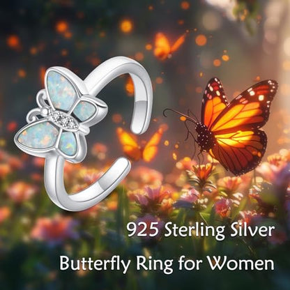 Celtic Knot/Mushroom/Ladybug Toe Rings Sterling Silver Irish Celtic Adjustable Toe Band Ring Pinky Rings Foot Jewelry for Women - style: Butterfly