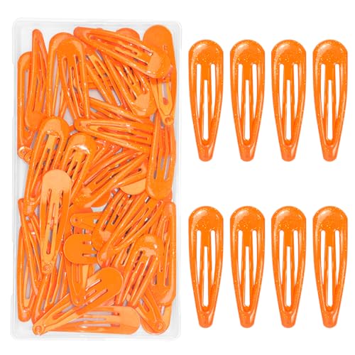 48 Pcs Cute Metal Snap Hair Clips, Non-Slip Barrettes for Women and Girls, Hair Accessories for Parties, School & Daily Use (orange) - color: orange