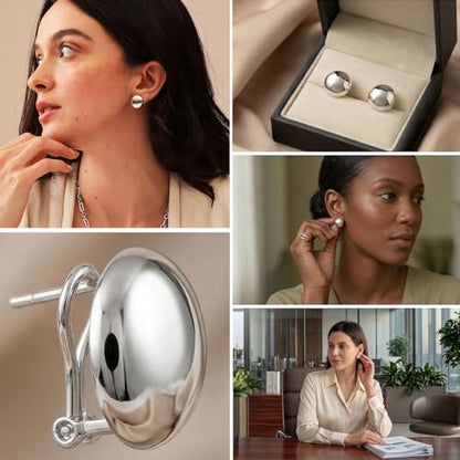 LeCalla 925 Sterling Silver Stud Earrings for Women | Pierced Omega Back Earring | Omega Earrings Jewelry Gift for Her, Wife | Daily Wear & Special Occasion Earring - color: Omega Back 01