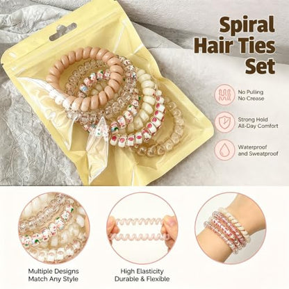6 Pack Yellow Coil Hair Ties,Spiral Plastic Hair Rings for Styling,Yellow | Spiral Plastic Coil Hair Rings In Yellow,For Styling And Travel, For Daily Wear And Gifting, 2.2 x 2.2 Inches (5.6 x 5.6 Cm) - color: Yellow