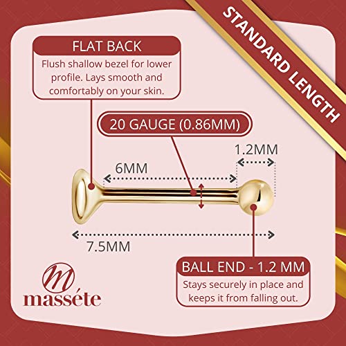 18k 14k Gold Nose Ring - 20g Nose Stud, Hypoallergenic Threadless Piercings for Women Men, Yellow White Rose Real Gold Standard or Long Nose Rings Studs, CZ or Ball Nose Piercing Jewelry - color: Simulated Diamond - 14k Yellow White Rose Gold - 3 Pack, si
