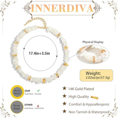 Colorful Irregular Beaded Necklace for Women Resin Jewelry Gift | Trendy Statement Bead Choker Necklaces Summer Beach Boho Charm Accessories Stuff - color: White