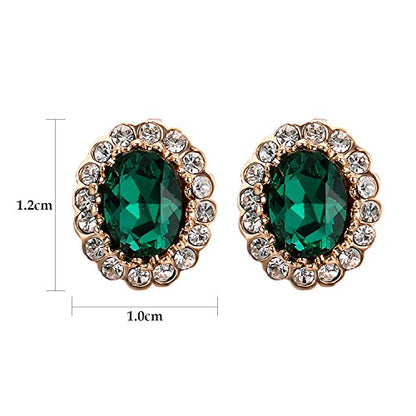 Yoursfs Vintage Crystal Clip On Earrings For Women Platinum Plated Rhinestone Clip On Earrings Non Pierced Oval Shap Cubic Zirconia Earring Hypoallergenic Jewelry - style: Emerald Earrings