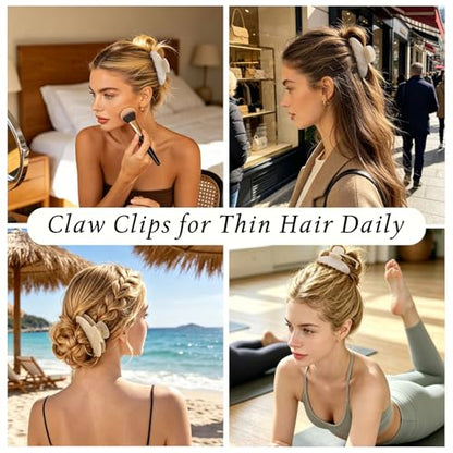 4.3 Inch Large Claw Clip for Thin Hair & Thick Half Ups, Cute Acetate French Hair Clips for Women, Non-Slip Secure Updos & Chic Daily Styles, Cream White - color: Cream White