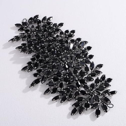 Bridal Rhinestone Hair Comb Large Rhienstone Wedding Headpiece Handmade Crystal Hair Comb for Bride Wedding Hair Accessories for Women (black) - color: black