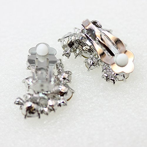 Faship Gorgeous Clip Ons Floral Earrings - color: Navy Blue