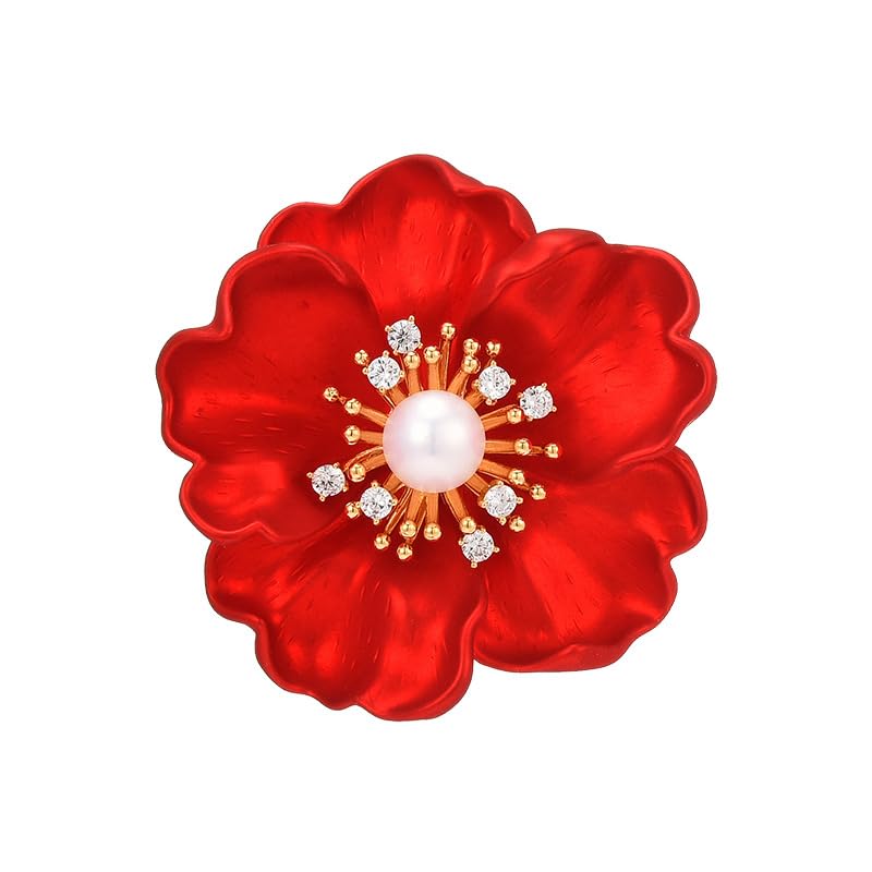 Red Rose Flower Brooches and Pins for Women Costume Jewelry Brooch Pins Broches Jewelry for Women Elegant Lady Pin - style: Red Peony