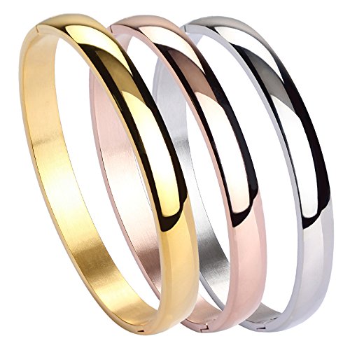 MILAKOO Stainless Steel Plain Polished Finish Cuff Bangle Bracelets for Women - style: 8mm Wide