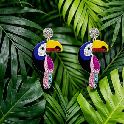 Cute Acrylic Tropical Fish Earrings Creative Parrot Hornbill Drop Dangle Earrings Stylish Animal Statement Earrings Daily Wear Jewelry for Women - color: Hornbill