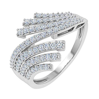 1/2 Carat Bypass Statement Diamond Ring in 10K Gold - color: White Gold