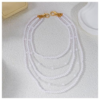 Multi Layer Pearl Beaded Arm Chain, Dainty Crystal Tassel Upper Arm Cuff Bracelet, Adjustable Bead Shoulder Body Chain Jewelry for Women Wedding Party Evening Prom Accessories