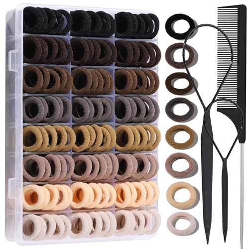 YGDZ Baby Hair Ties, 280 PCS Hair Accessories for Girls, Toddler, Kids, Cotton Elastics Hair Bands with Organizer Box, Seamless Small Ponytail Holders, Neutral Colors - color: Neutral Colors