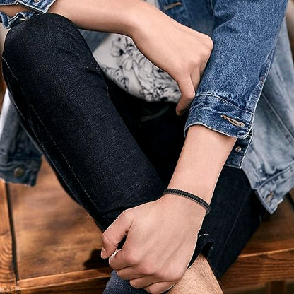 Mens Bracelet-Stainless Steel Magnetic Clasp Franco Chain Bracelets for Men - color: BB-Dark Black