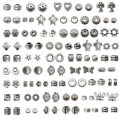 stino Paired Silver Metal Spacer Beads for Jewelry Making, Bracelet Earrings Necklace Findings & Supplies 512 (Paired (106pcs)) - color: Paired (106pcs)