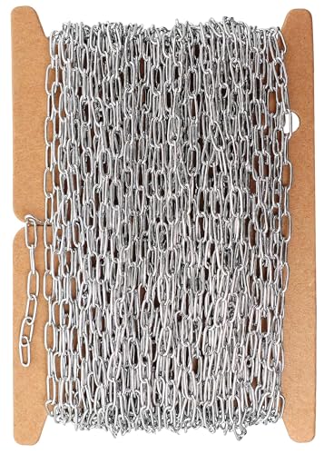 THREENEST 32.8-Feet Width 2.5mm Stainless Steel Paperclip Chains, Soldered Cable Long Craft Chain for Necklace Bracelet Earring Jewelry Making (2200-10M) - color: Stainless Steel, size: Width 2.5mm-32.8 Feet